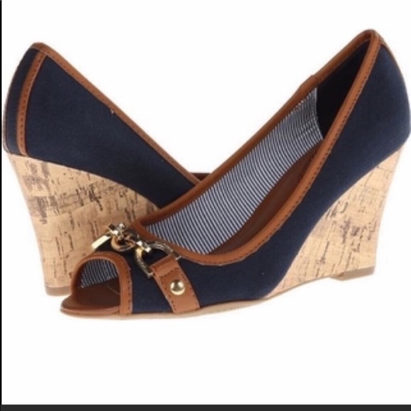tommy hilfiger navy wedge sandals